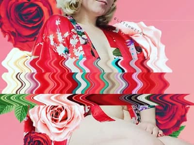 Watch as shemale big tits blondes Glitch_Witch strips her huge bust on webcam