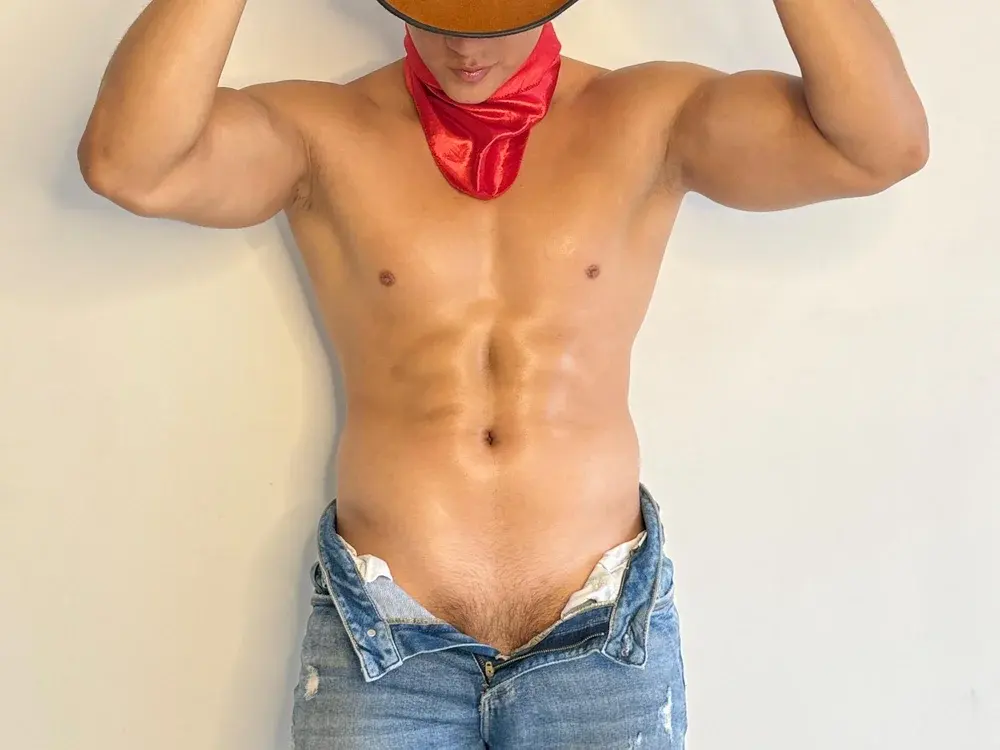 Leather cam guys in a live cam show